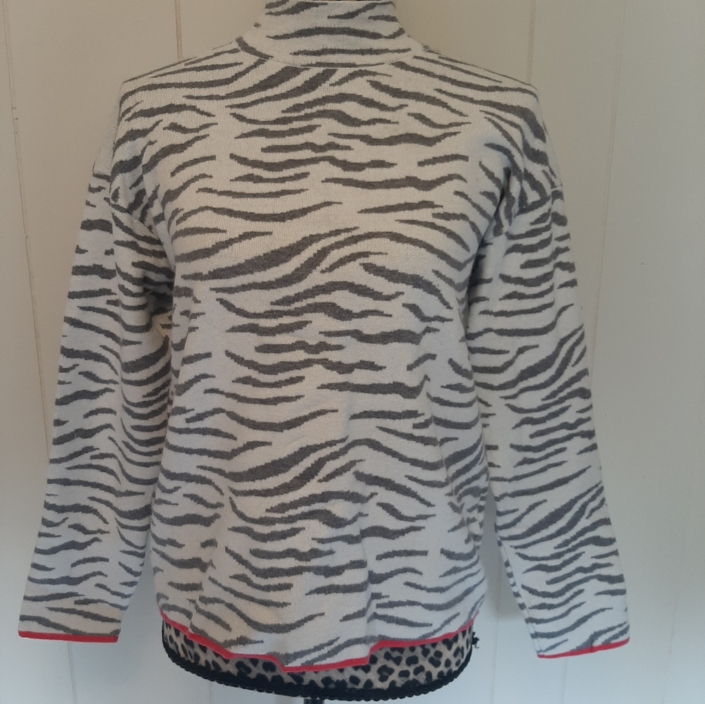 Anthropologie Zebra Print Lizzie Mock Neck Sweater Sz Small